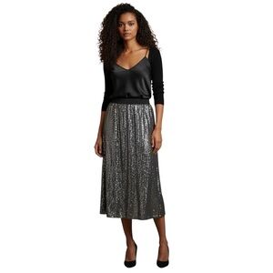 DR2‎ Black Sequin A-Line Holiday Party Glam Midi Skirt NWT Size XL